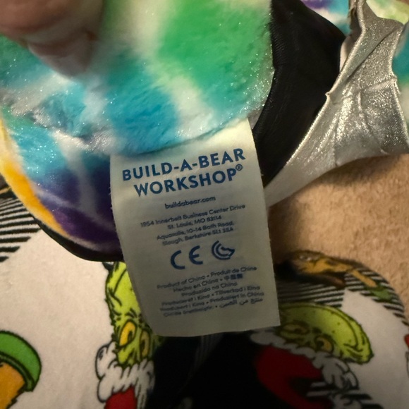 Build-A-Bear Workshop Rainbow Safari Bear plush toy wearing a silver vest - Picture 4 of 4